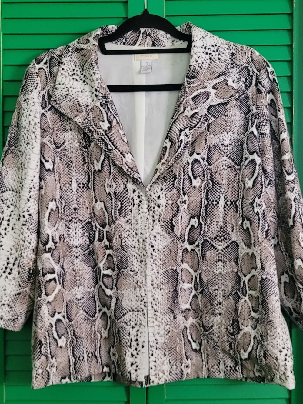 Chico's Open Front Snake Print Blazer